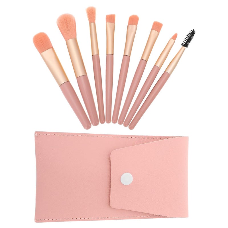 8 Pcs Mini Makeup Brush Set With Soft Bristles And PU Leather Case For Travel - Image 1